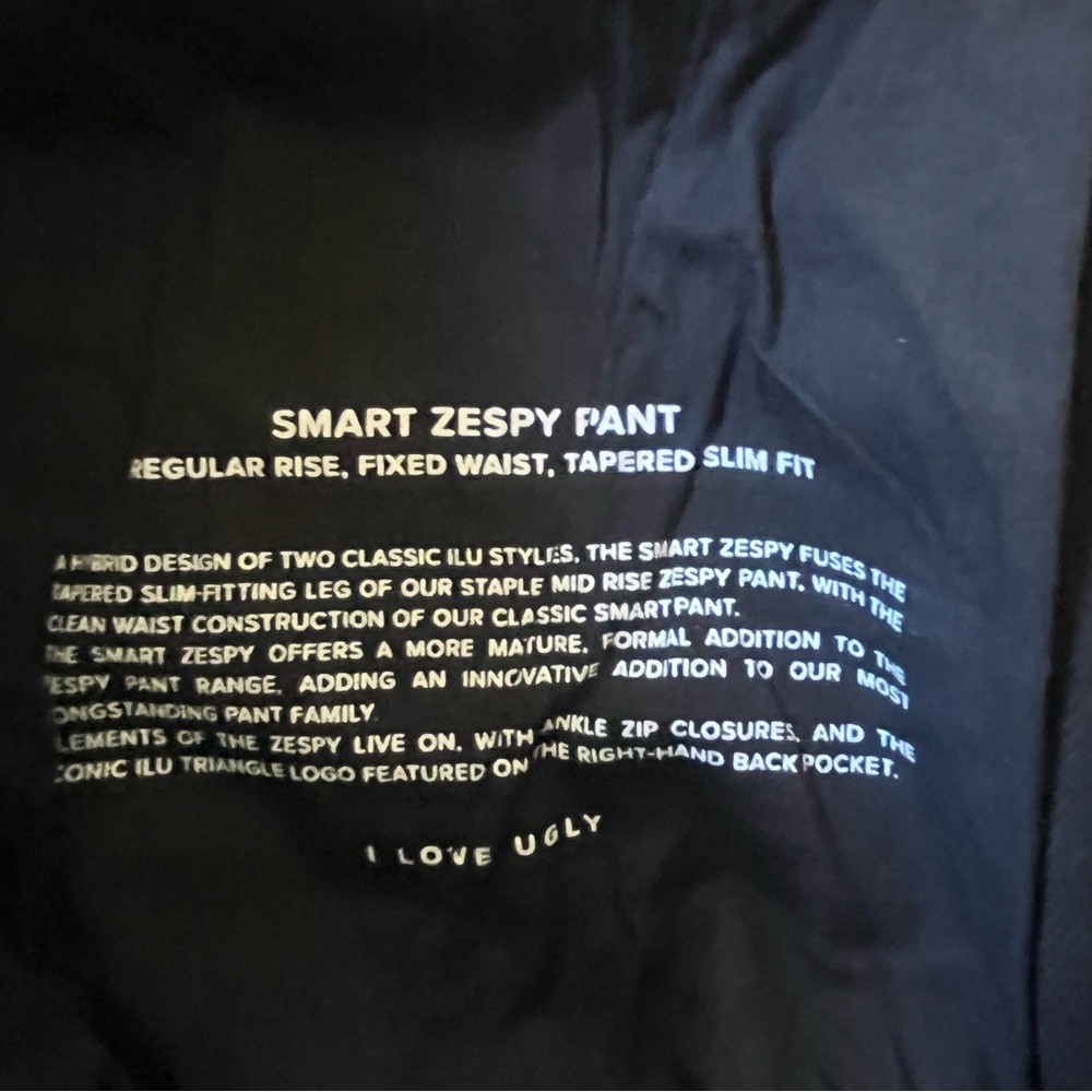 I Love Ugly Black Smart Zespy Regular Rise Fixed Waist Tapered Slim Pant SZ M - Picture 12 of 15